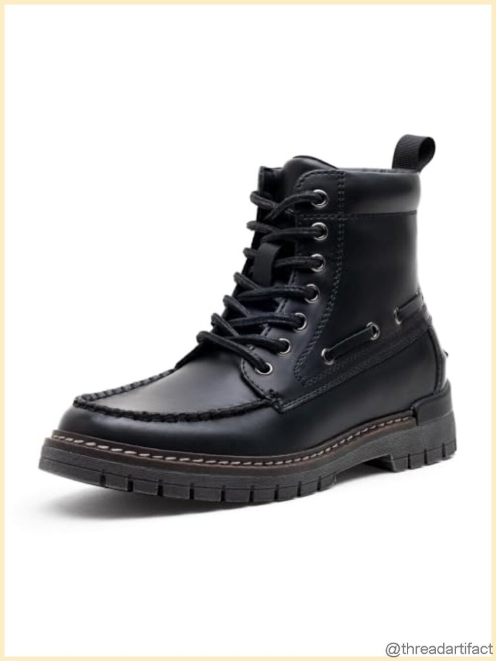 Moc Toe Ankle Combat Boots Lace Up Retro Low Heel Booties